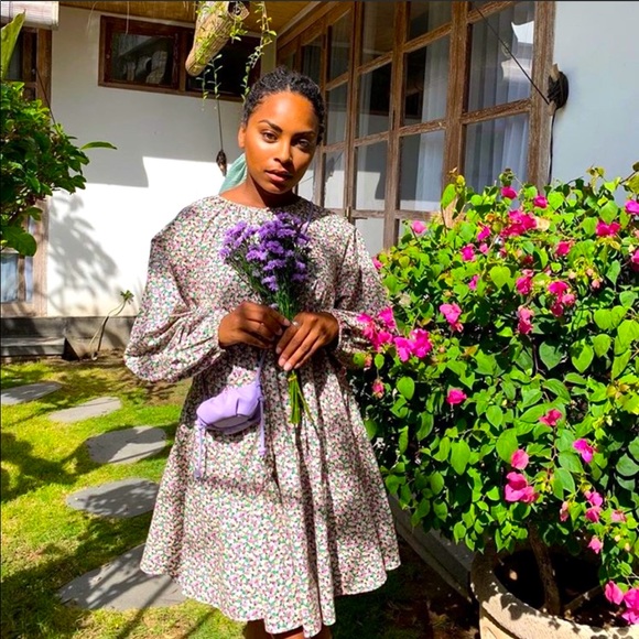 H&M Floral oversized A line Mini Full sleeve Dress - Picture 13 of 16